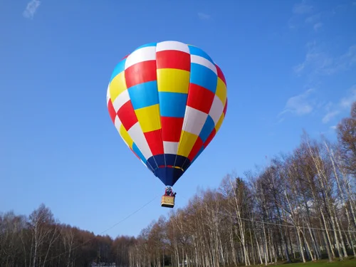 Vol captif en montgolfière au-dessus de la campagne de Furano