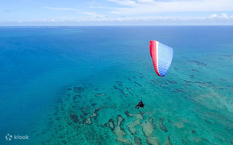 Parapente motorisé au-dessus de la mer à Okinawa