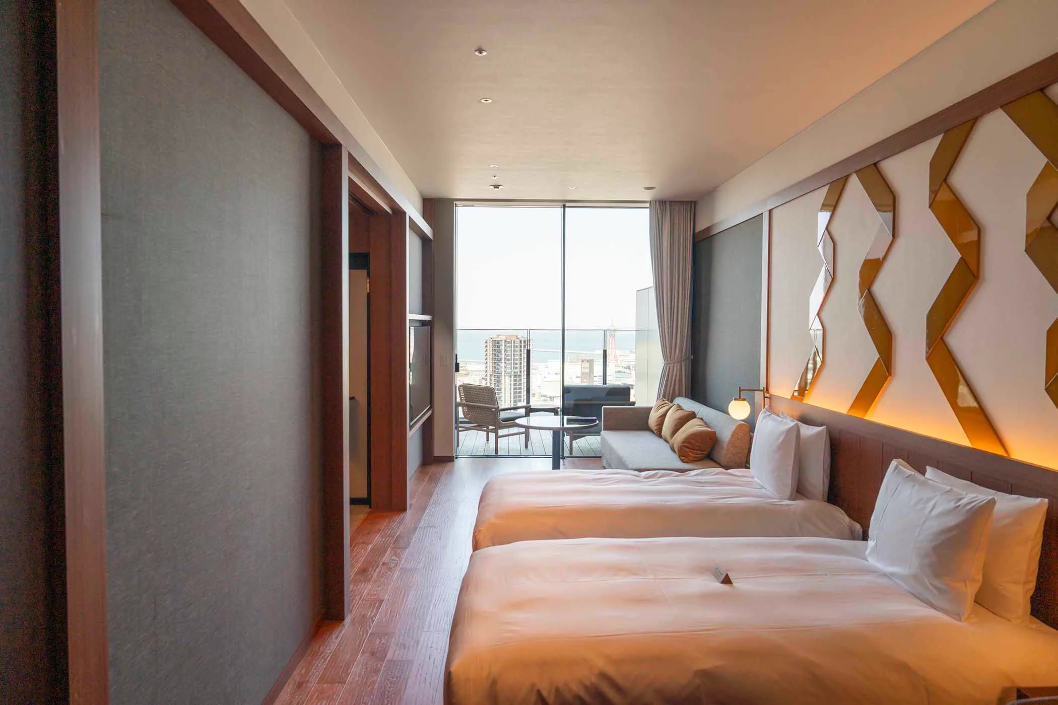 Terrace Twin du ONE FUKUOKA HOTEL avec deux lits
