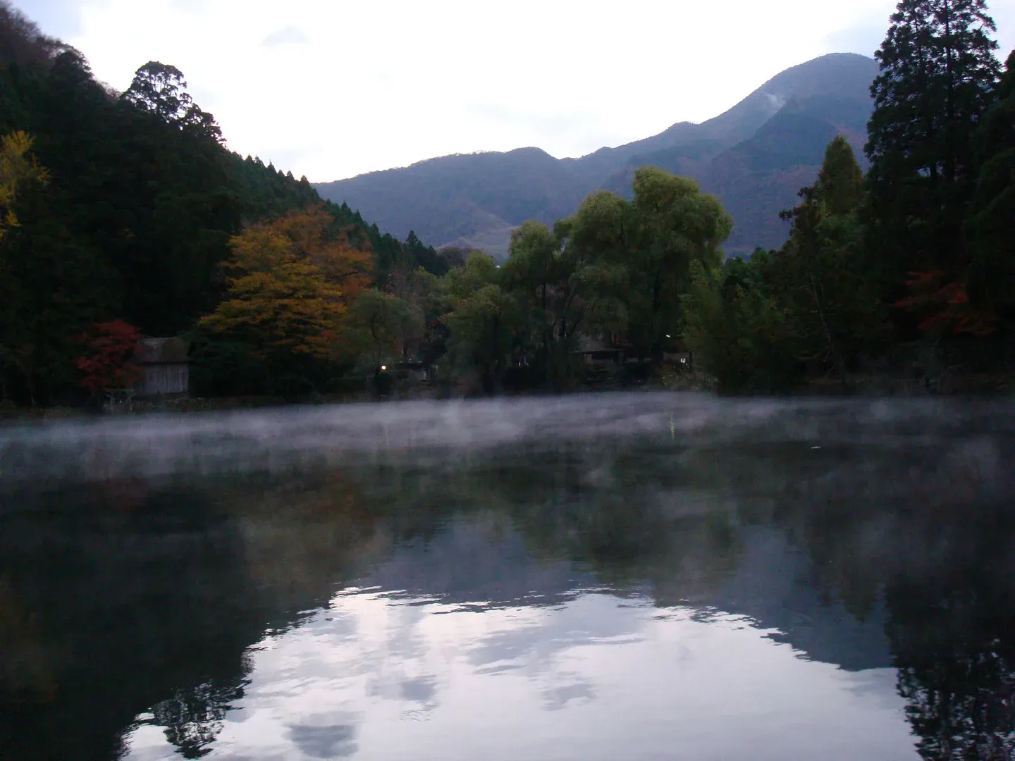 Vapeur matinale sur le lac Kinrin à Yufuin